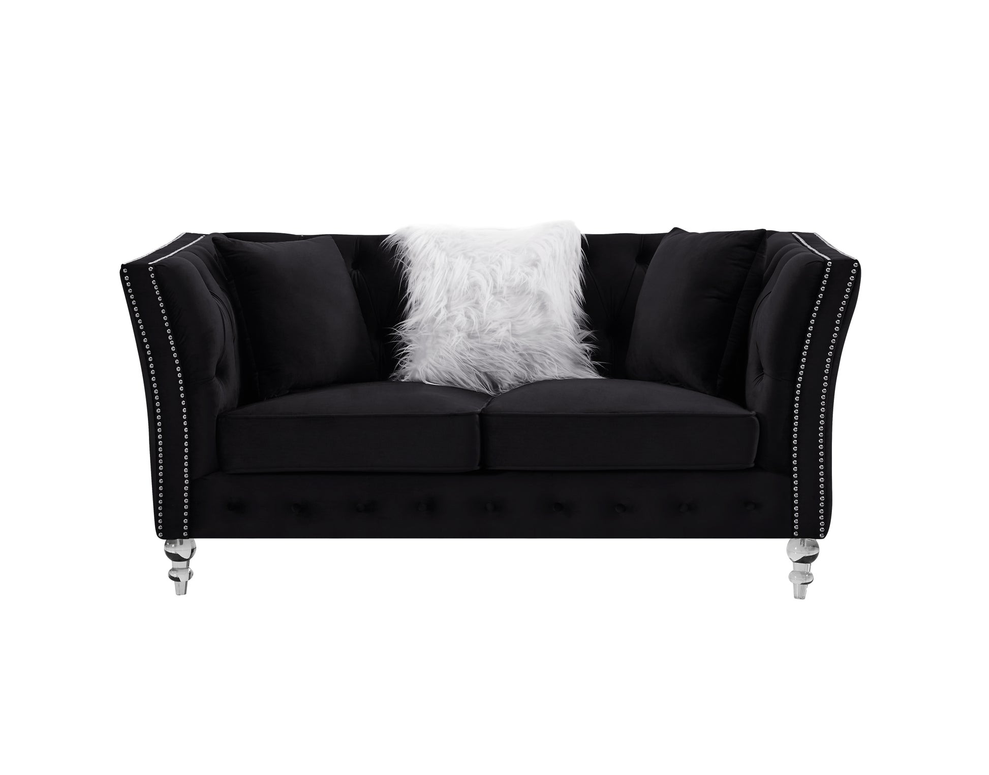 L8085B Two Seat Three Seat Modular Sofa Black Black Velvet
