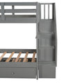 Stairway Twin Over Twin Bunk Bed With Twin Size Trundle For Bedroom, Dorm, Adults, Gray Old Sku: Lp000209Aae Gray Solid Wood