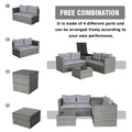 4 Piece Patio Sectional Wicker Rattan Outdoor Furniture Sofa Set With Storage Box Grey Grey Iron