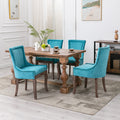 Ultra Side Dining Chair Thickened Fabric Chairs With Neutrally Toned Solid Wood Legs Bronze Nail Head Set Of 2 Blue Blue Foam Fabric