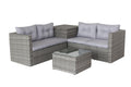 4 Piece Patio Sectional Wicker Rattan Outdoor Furniture Sofa Set With Storage Box Grey Grey Iron