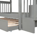 Stairway Twin Over Twin Bunk Bed With Twin Size Trundle For Bedroom, Dorm, Adults, Gray Old Sku: Lp000209Aae Gray Solid Wood