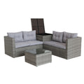 4 Piece Patio Sectional Wicker Rattan Outdoor Furniture Sofa Set With Storage Box Grey Grey Iron