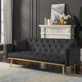 Black Convertible Folding Futon Sofa Bedsleeper Sofa Couch For Compact Living Space. Black Wood Tufted Back Square Arms Velvet