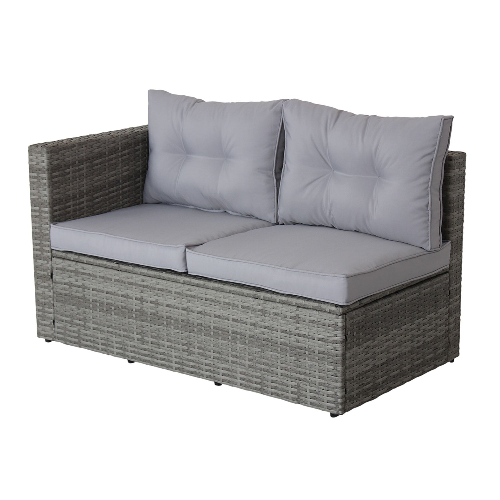 4 Piece Patio Sectional Wicker Rattan Outdoor Furniture Sofa Set With Storage Box Grey Grey Iron