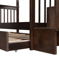 Stairway Twin Over Twin Bunk Bed With Twin Size Trundle For Bedroom, Dorm, Adults, Espresso Old Sku: Lp000209Aap Espresso Solid Wood