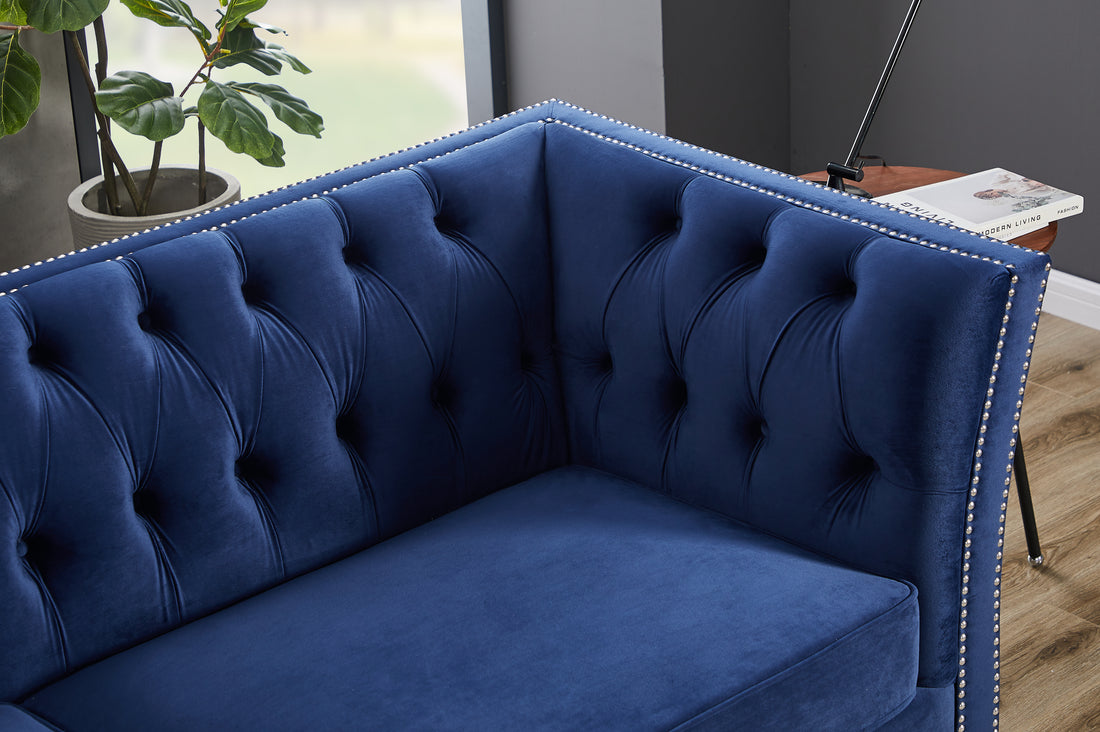 L8085 Two Seater Sofa Navy Blue Navy Blue Velvet