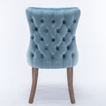 Upholstered Wing Back Dining Chair With Backstitching Trim And Solid Wood Legs,Set Of 2, Light Blue,Sw8809Lb, Kd Light Blue Dining Room American Design Rubberwood Foam Velvet