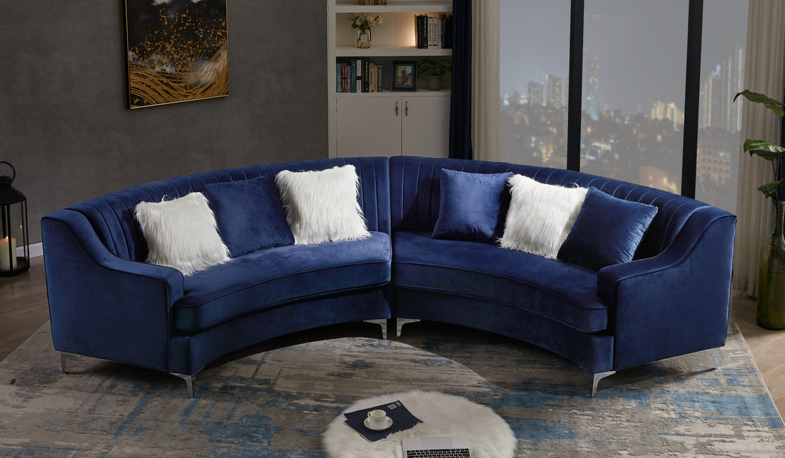 Navy Blue Velvet Curved Sofa Navy Blue Velvet