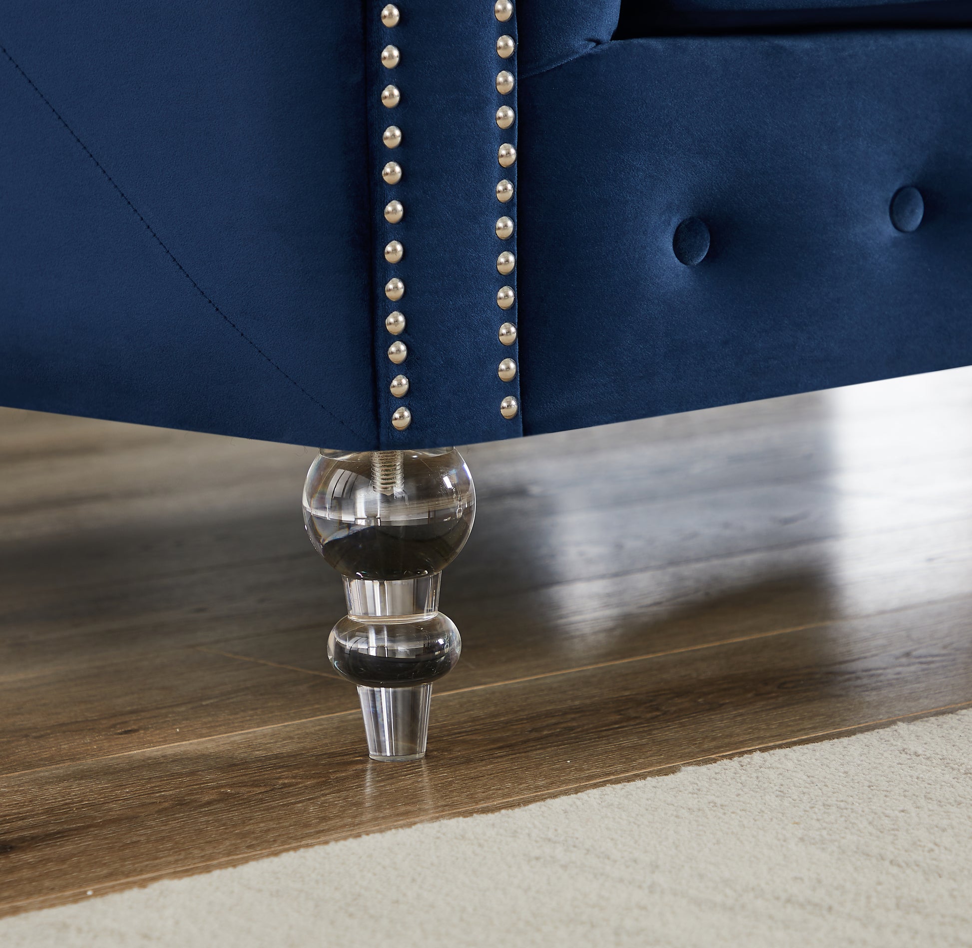 L8085 Two Seater Sofa Navy Blue Navy Blue Velvet