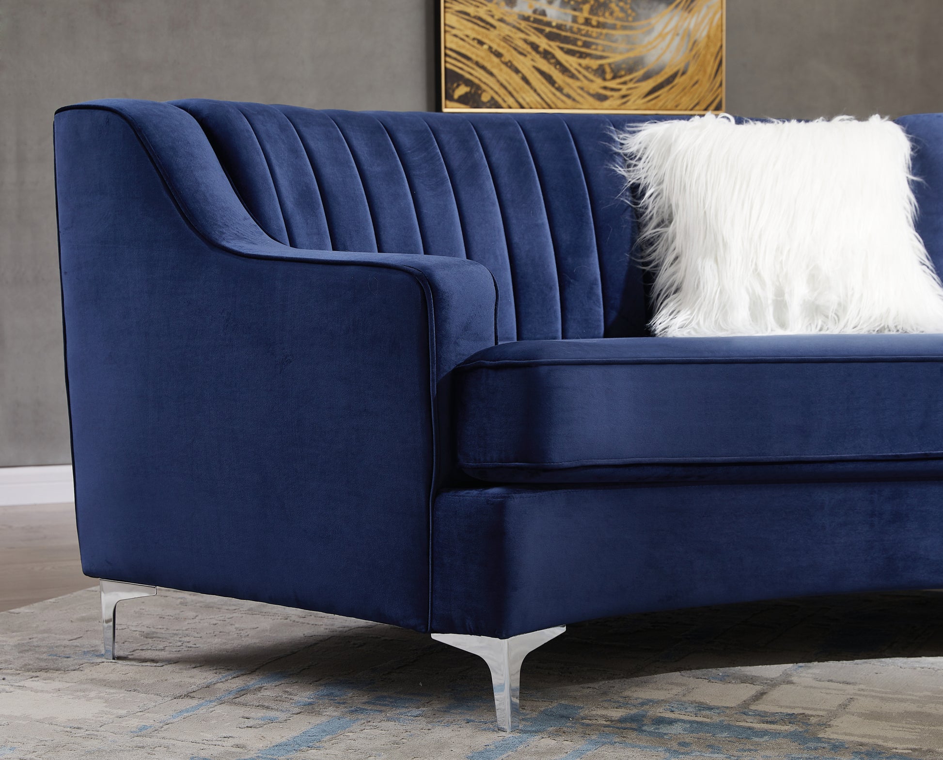 Navy Blue Velvet Curved Sofa Navy Blue Velvet