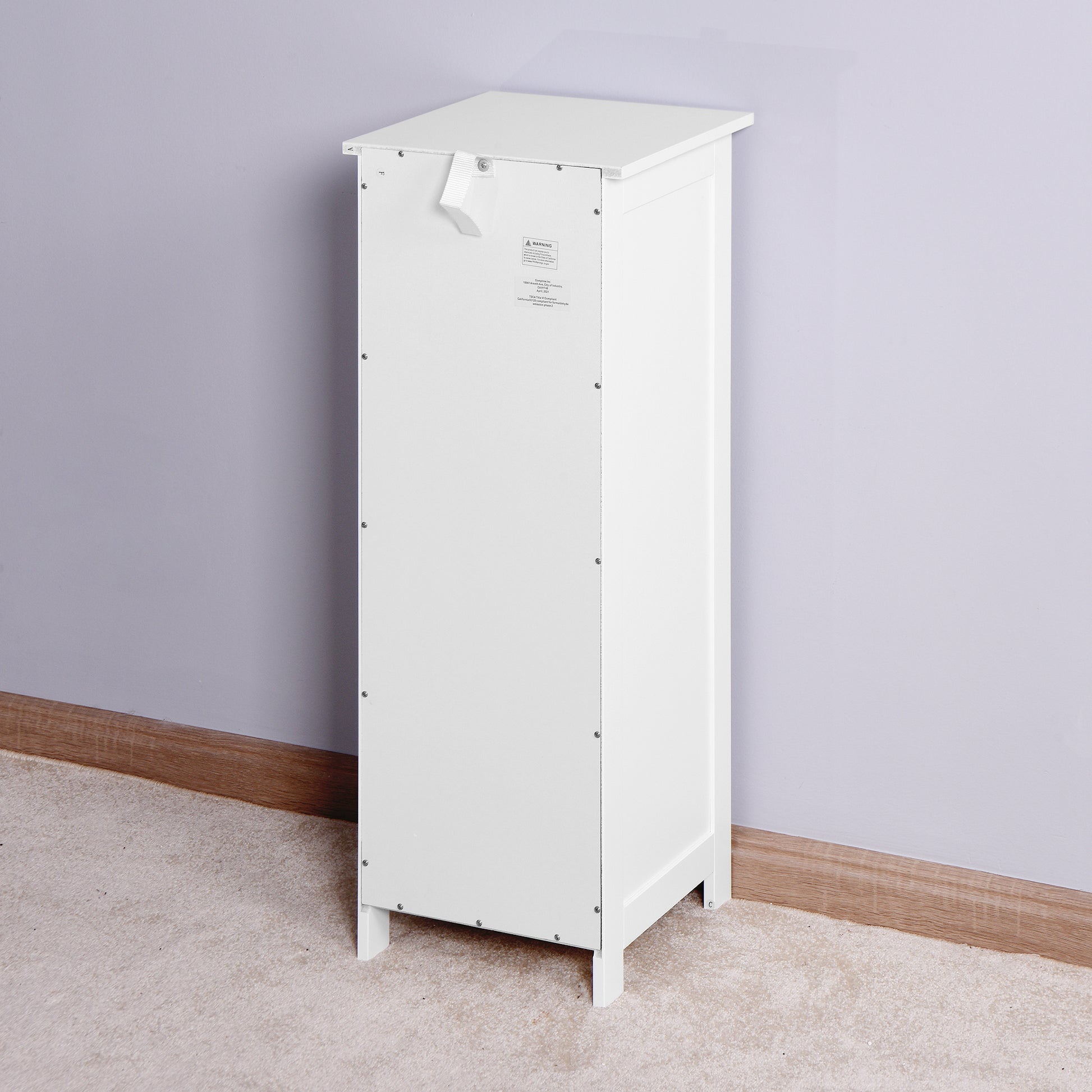 White Bathroom Storage Cabinet, Freestanding Cabinet With Drawers White Mdf