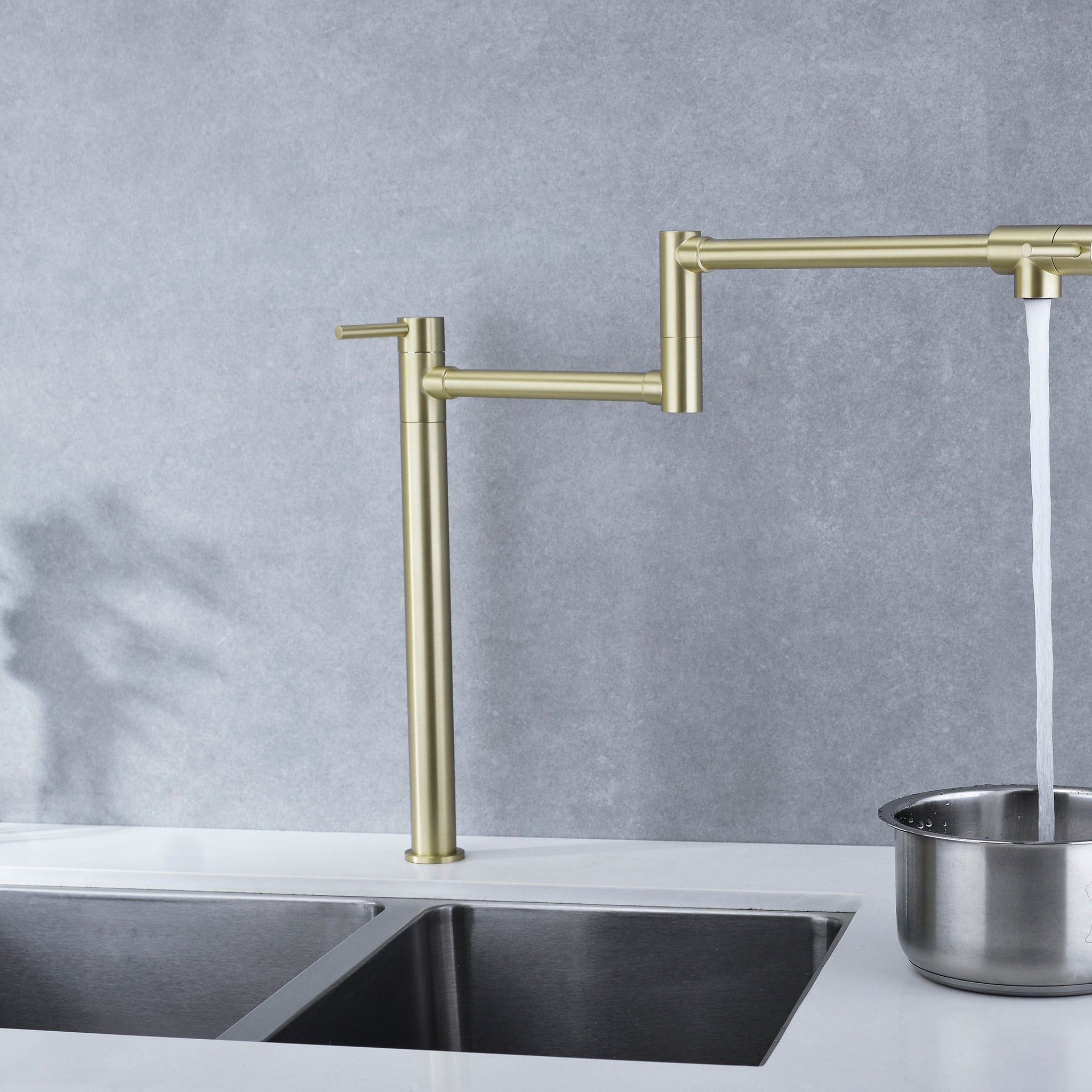 Pot Filler Faucet With Extension Shank Gold Brass