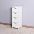 White Bathroom Storage Cabinet, Freestanding Cabinet With Drawers White Mdf