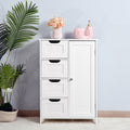 White Bathroom Storage Cabinet, Floor Cabinet With Adjustable Shelf And Drawers White Mdf