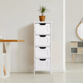 White Bathroom Storage Cabinet, Freestanding Cabinet With Drawers White Mdf