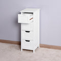 White Bathroom Storage Cabinet, Freestanding Cabinet With Drawers White Mdf