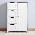 White Bathroom Storage Cabinet, Floor Cabinet With Adjustable Shelf And Drawers White Mdf