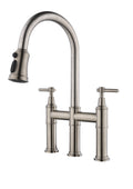 Bridge Kitchen Faucet With Pull Down Sprayhead In Spot Brushed Nickel Brass