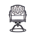 Patio Outdoor Aluminum Dining Swivel Rocker Chairs With Cushion, Set Of 2, Cast Silver Dark Gray White Foam Aluminum