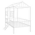 Metal House Bed Frame Twin Size With Slatted Support No Box Spring Needed White Twin White Metal