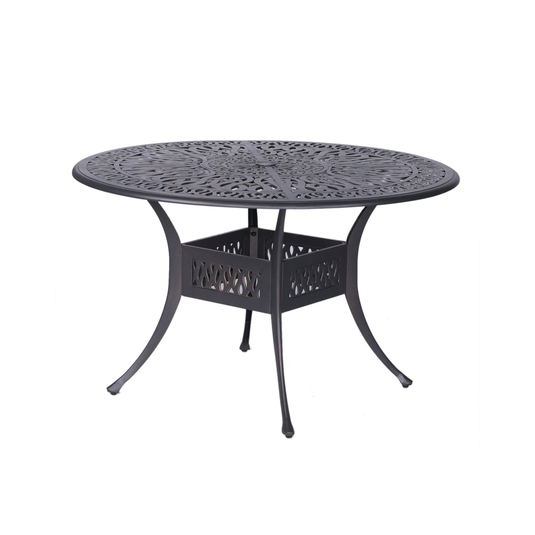 Outdoor Patio Aluminum 48" Round Dining Table, Dessert Night Gunmetal Aluminum