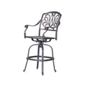 Patio Outdoor Aluminum Swivel Bar Stool With Cushion, Set Of 2, Spectrum Sand Grey Ivory Polyester Aluminum