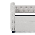 Daybed With Trundle Upholstered Tufted Sofa Bed, With Button And Copper Nail On Square Arms,Both Twin Size, Beige 85