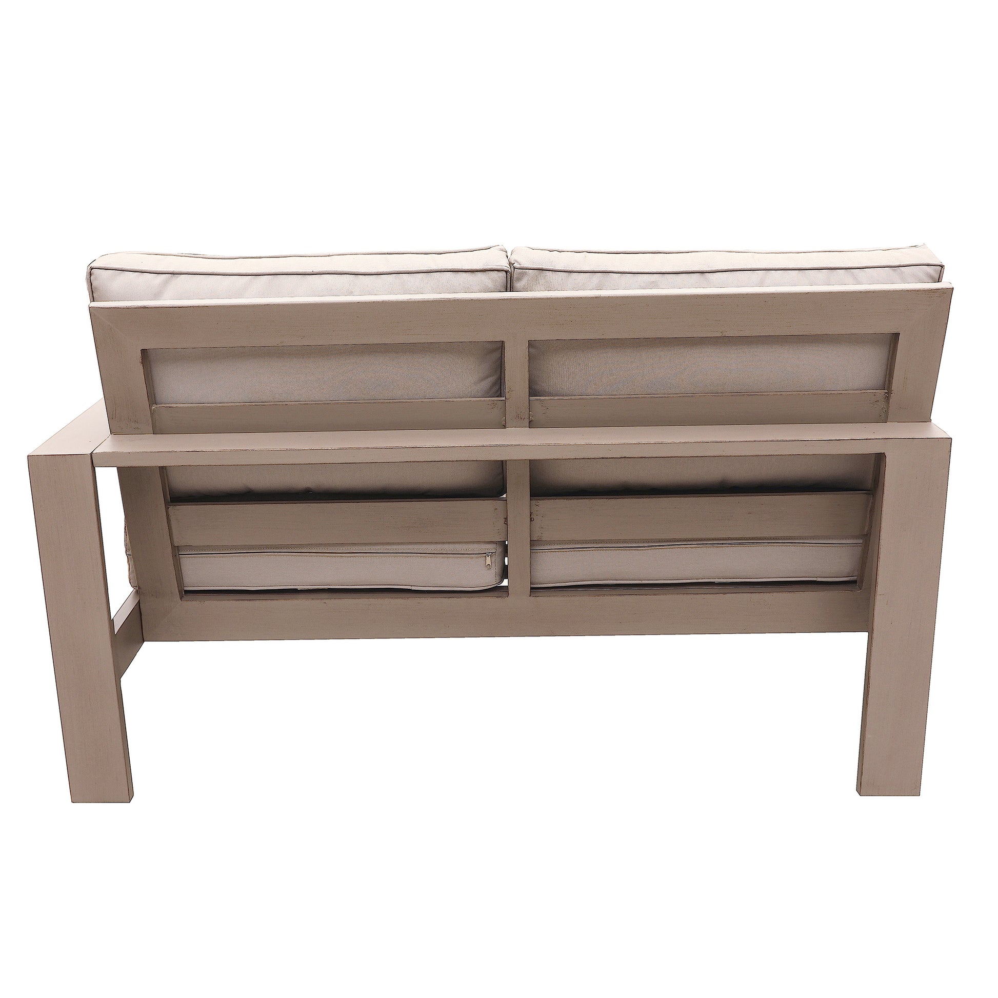 Loveseat, Wood Grained Pewter Foam Aluminum