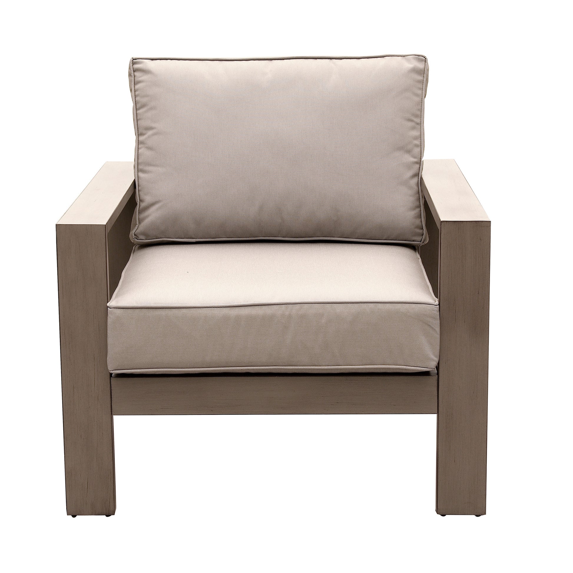 Club Chair, Wood Grained Pewter Foam Aluminum