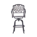 Patio Outdoor Aluminum Swivel Bar Stool With Cushion, Set Of 2, Navy Blue Gray Navy Polyester Aluminum