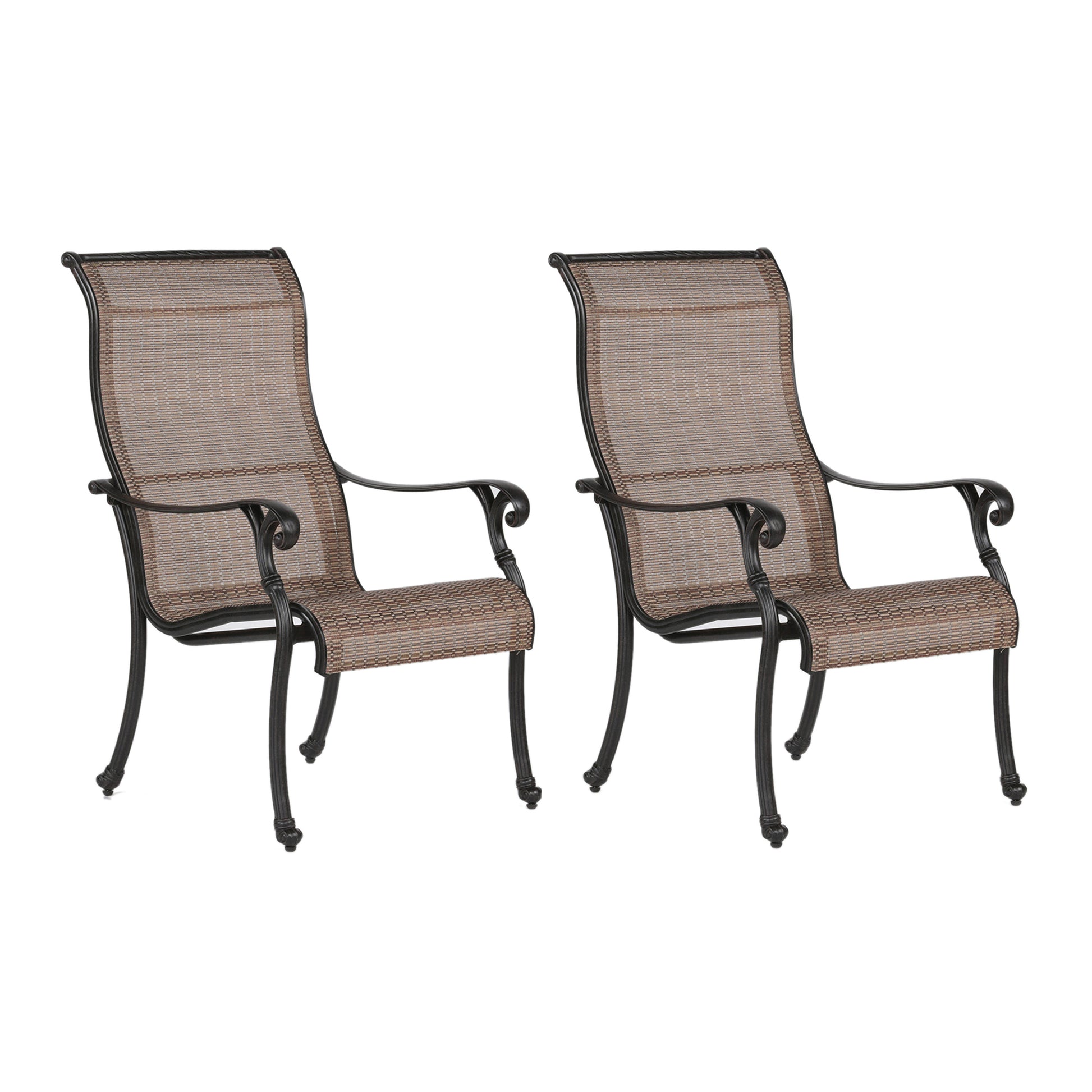 Patio Outdoor Sling Patio 2 Chairs With Aluminum Frame, All Weather Furniture Bronze Aluminum