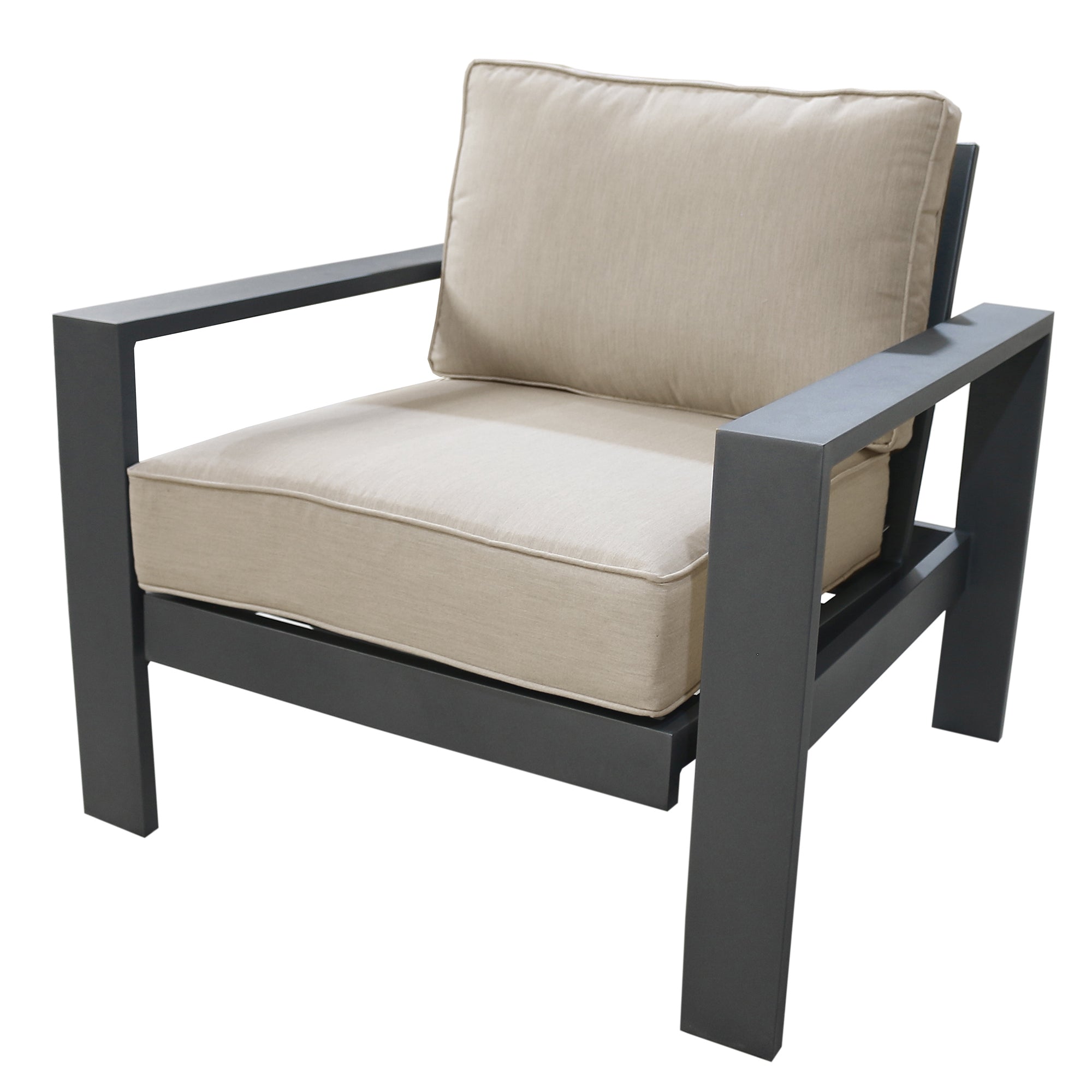 Club Chair, Powdered Pewter Pewter Foam Aluminum