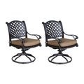 Patio Outdoor Dining Swivel Rocker Chairs With Cushion, Set Of 2, Dupione Brown Antique Brown Foam Aluminum