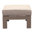 Patio Indoor Outdoor Aluminum Ottoman Footstool With Cushion, Wood Grained Cast Silver Pewter Foam Aluminum