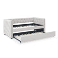 Daybed With Trundle Upholstered Tufted Sofa Bed, With Button And Copper Nail On Square Arms,Both Twin Size, Beige 85