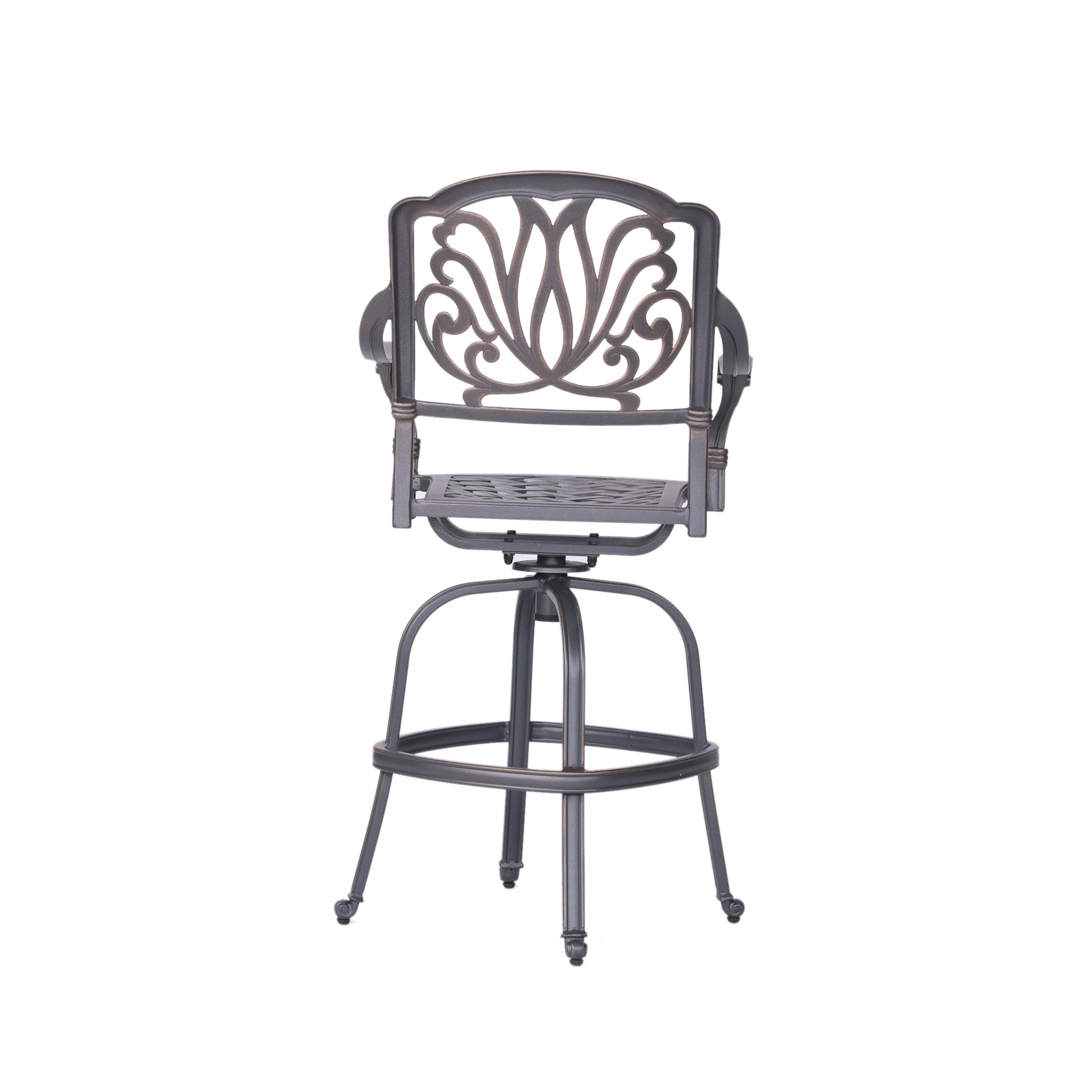 Patio Outdoor Aluminum Swivel Bar Stool With Cushion, Set Of 2, Navy Blue Gray Navy Polyester Aluminum