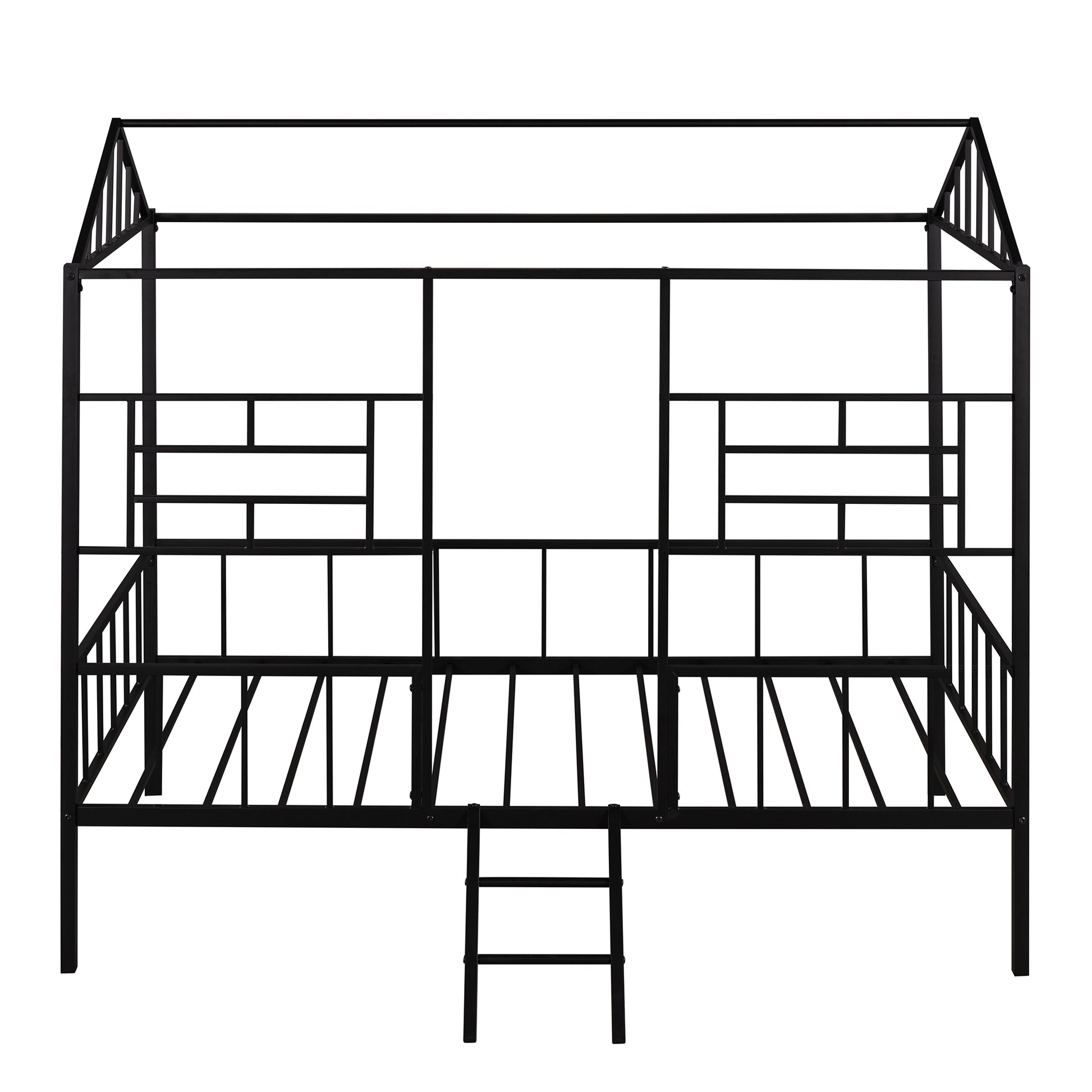 Metal House Bed Frame Twin Size With Slatted Support No Box Spring Needed Black Twin Black Metal