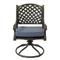 Patio Outdoor Dining Swivel Rocker Chairs With Cushion, Set Of 2, Navy Blue Antique Navy Blue Foam Aluminum