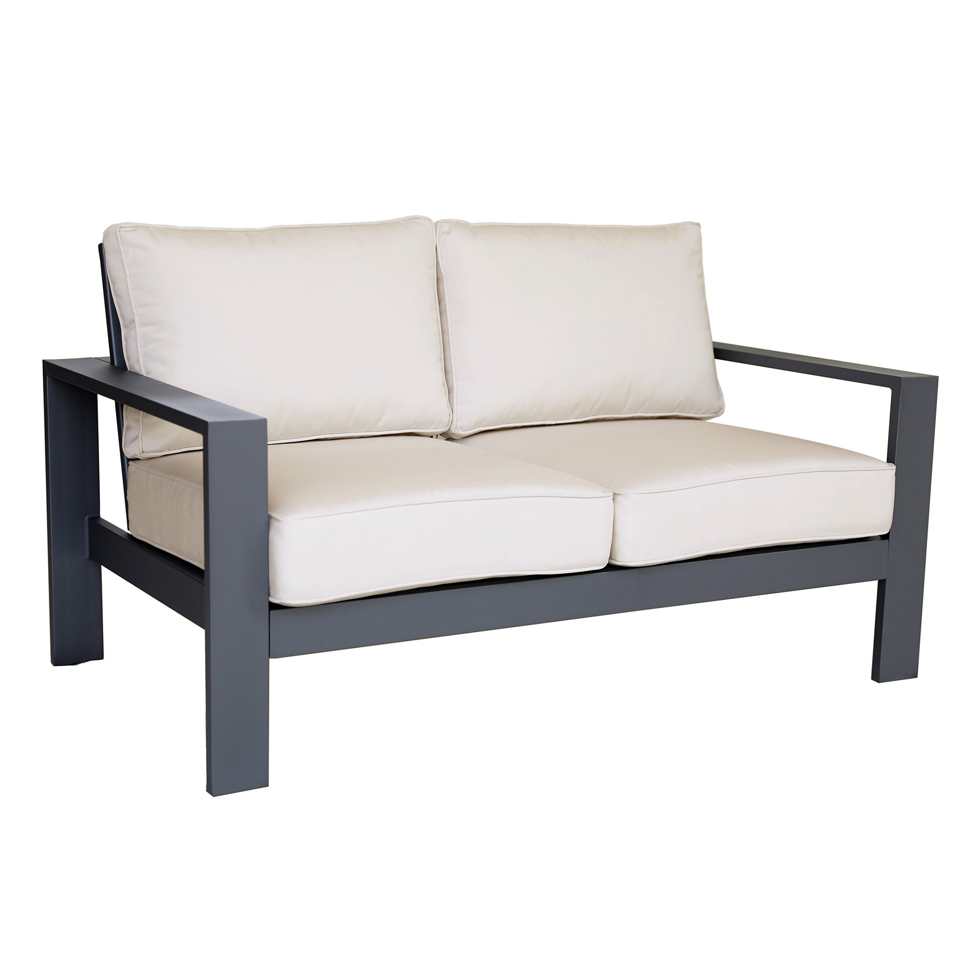 Loveseat, Powdered Pewter Pewter Foam Aluminum