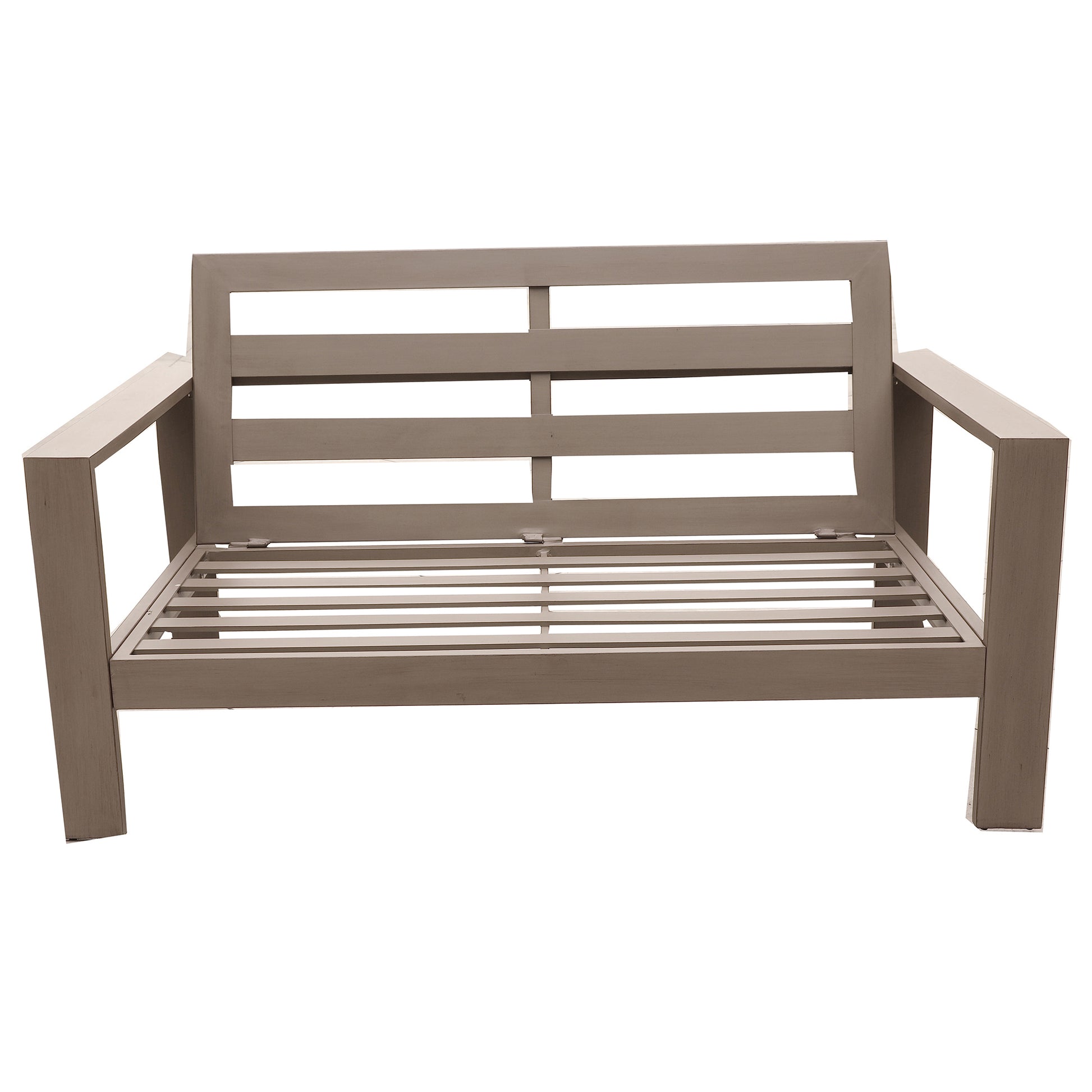 Loveseat, Wood Grained Pewter Foam Aluminum