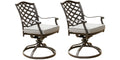 Outdoor Patio Aluminum Swivel Rocker Dining Chair With Cushion, Set Of 2, Cast Slate Brown Grey Foam Aluminum