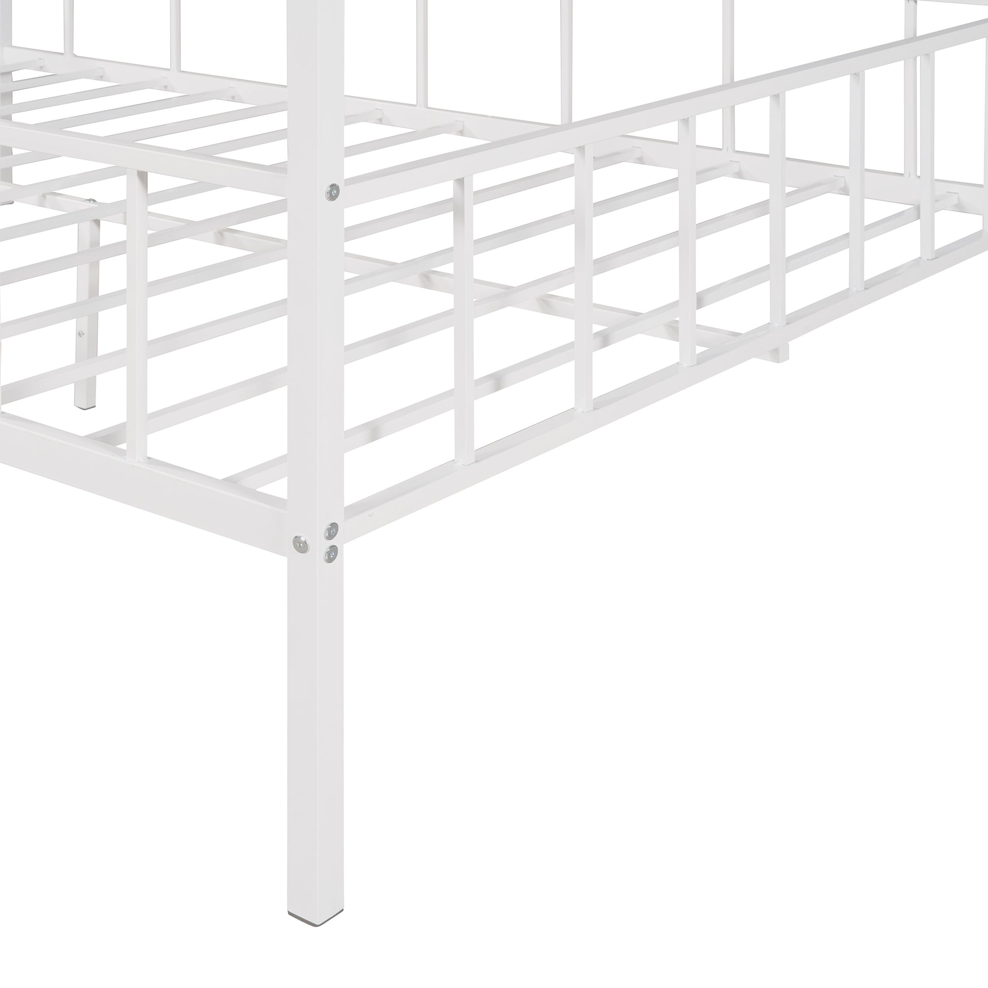 Metal House Bed Frame Full Size With Slatted Support No Box Spring Needed White Full White Metal