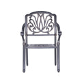 Patio Outdoor Aluminum Dining Armchair With Cushion, Set Of 2, Navy Blue Gray Navy Foam Aluminum