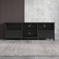 70.08 Inch Length Black Tv Stand For Living Room And Bedroom, With 2 Drawers And 4 High Capacity Storage Compartment. Black Particle Board