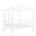 Metal House Bed Frame Full Size With Slatted Support No Box Spring Needed White Full White Metal