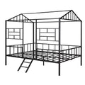 Metal House Bed Frame Full Size With Slatted Support No Box Spring Needed Black Full Black Metal