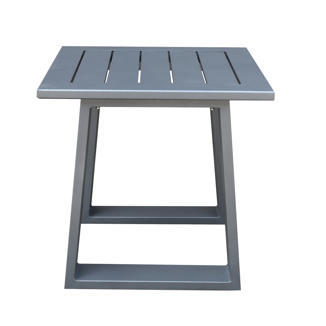 Outdoor Indoor Aluminum Square End Table Side Table, Powdered Pewter Pewter Aluminum