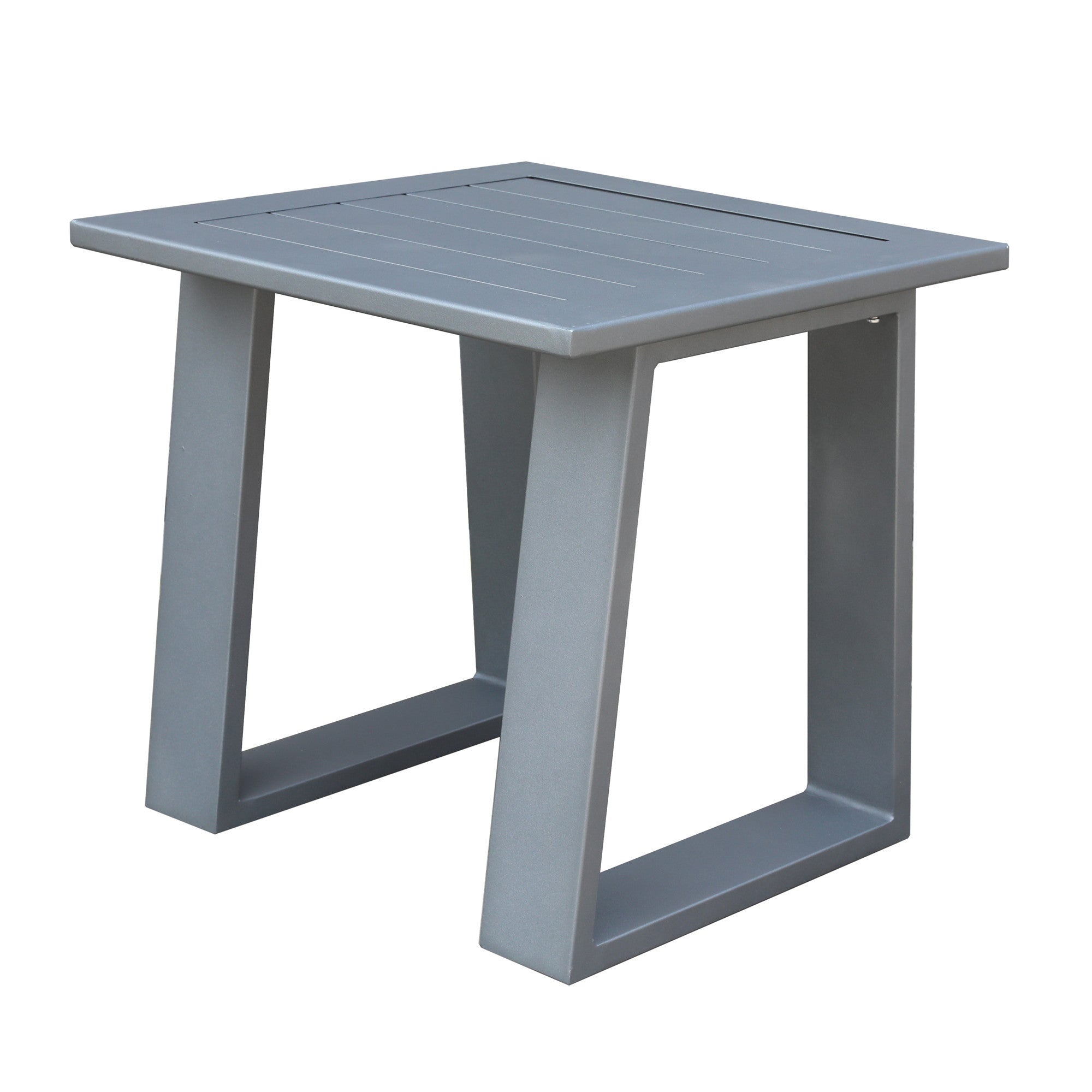 Outdoor Indoor Aluminum Square End Table Side Table, Powdered Pewter Pewter Aluminum