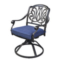 Patio Outdoor Aluminum Dining Swivel Rocker Chairs With Cushion, Set Of 2, Navy Blue Gray Navy Foam Aluminum